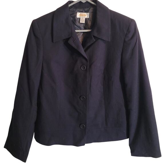 TALBOTS Black Wool Blazer Jacket 10P USA Made Classic Career Minimalist Quietlux - Picture 3 of 11